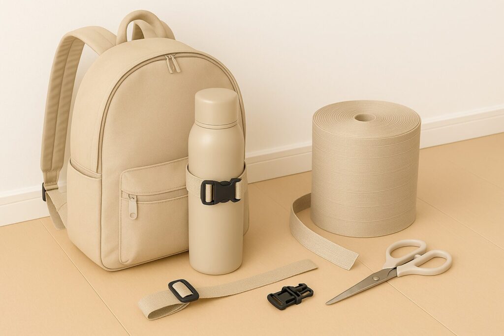 バックパックに取り付けるドリンクホルダーの作り方に使う材料と道具